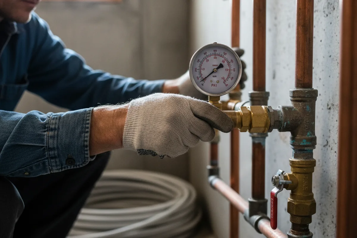 Pressure testing a repaired line during Water Line Repair in Tehama